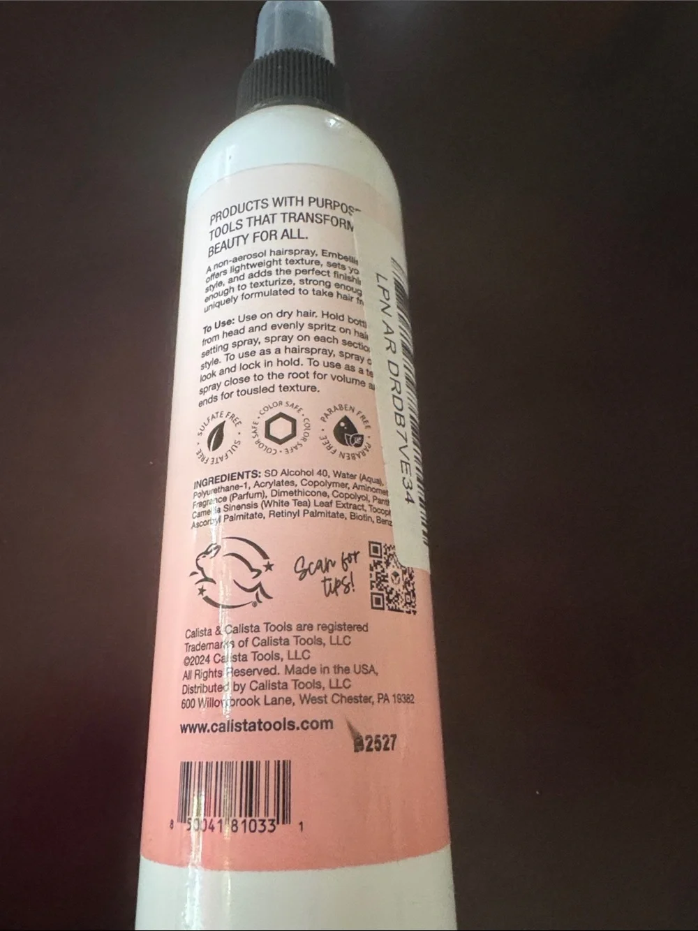 Calista Embellish Flex Spray – Pink Hair Styling Spray